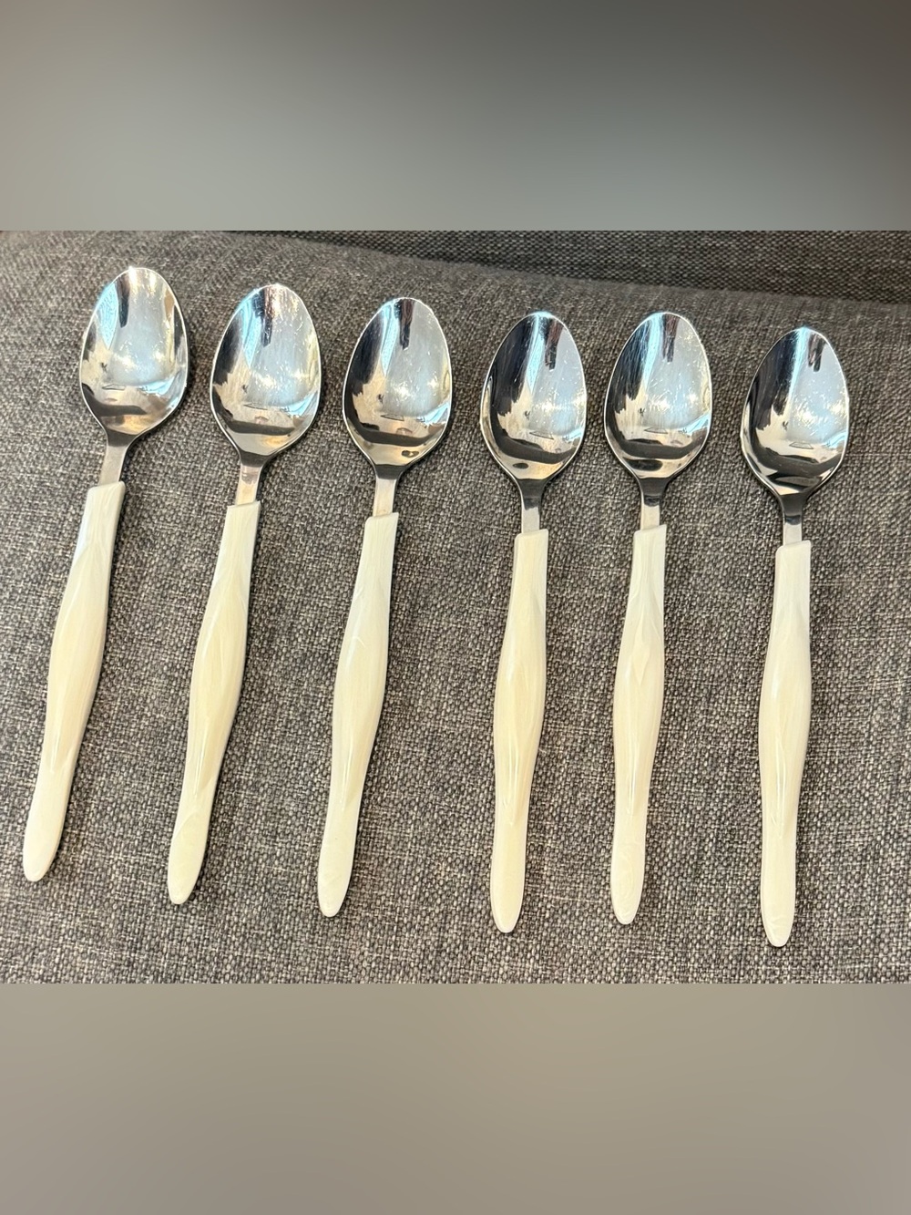 Cutco White Pearl Handle 7.25” Dinner Teaspoons Set of 6 Discontinued Flatware